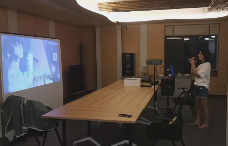 团建会议大屏幕投影仪和卡拉OK点唱